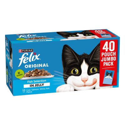 Felix Pouch Mixed Pack Cat Food Omega 6 fatty acids minerals & vitamin 40 x 100g