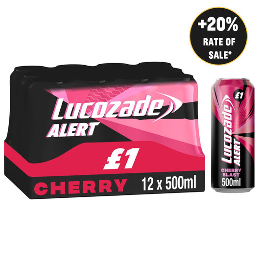 Lucozade Alert Cherry Blast Energy Drink 500ml x 12