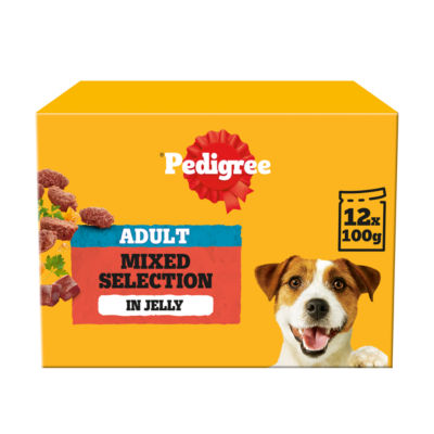 PEDIGREE® Adult Wet Dog Food Mixed Selection in Jelly 12 x 100g Pouch