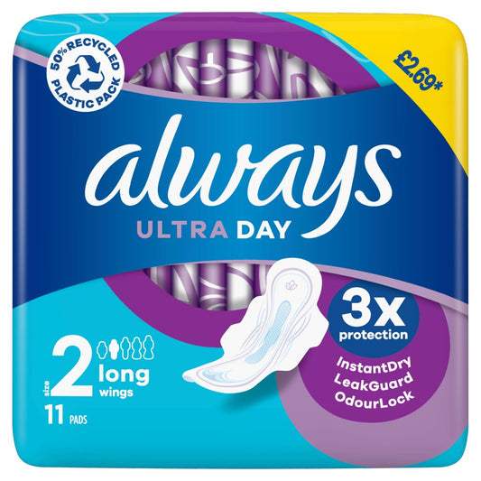 Always Ultra Day Pads Long (S2) Wings  11s × 4 × 6