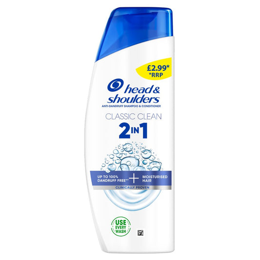 Head & Shoulders Classic Clean 2in1 Anti Dandruff Shampoo 250ml, Refreshing Clean Scent x 6