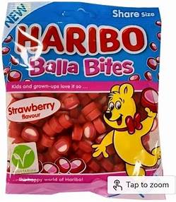 HARIBO Balla Stixx Chewy Strawberry Flavour Sweets Sharing Bag 140g x 12