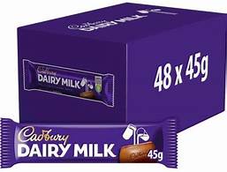Cadbury Dairy Milk Chocolate Bar 45g × 48