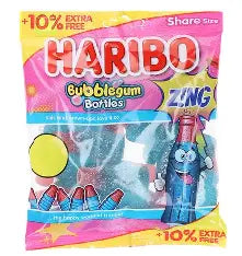 HARIBO Bubblegum Bottles Zing Jelly & Fizzy Sweets Sharing Bag  176g × 12