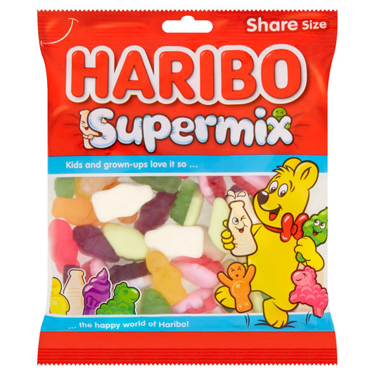 HARIBO Supermix Fruit & Milk Flavoured Jelly & Foam Sweets Sharing Bag 154g x 12