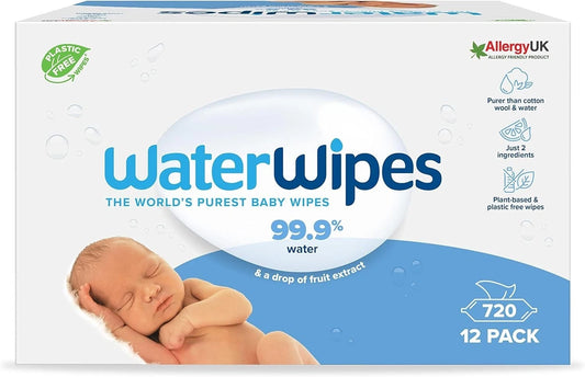 WaterWipes Chemical Free Baby Wipes, 12 x 60 Wipes