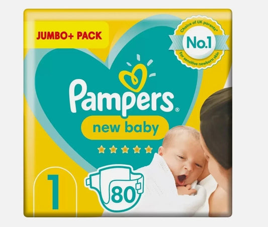 Pampers New Baby | Size 1 (2-5 kg)| 80 Jumbo Pack | Premium Protection Nappies