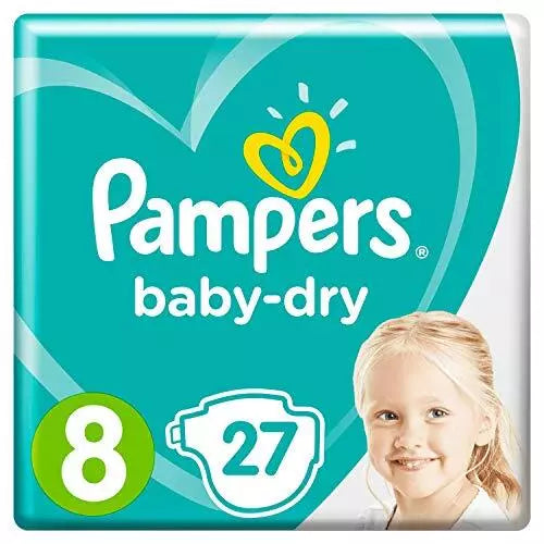 Pampers Size 8 Baby Dry Nappies 27 Count Pack - (17kg+) (pack)